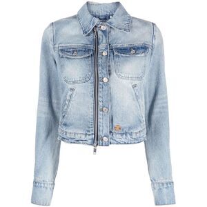 Light Blue Wash Zipper Denim Jacket for Women | SS23 Collection